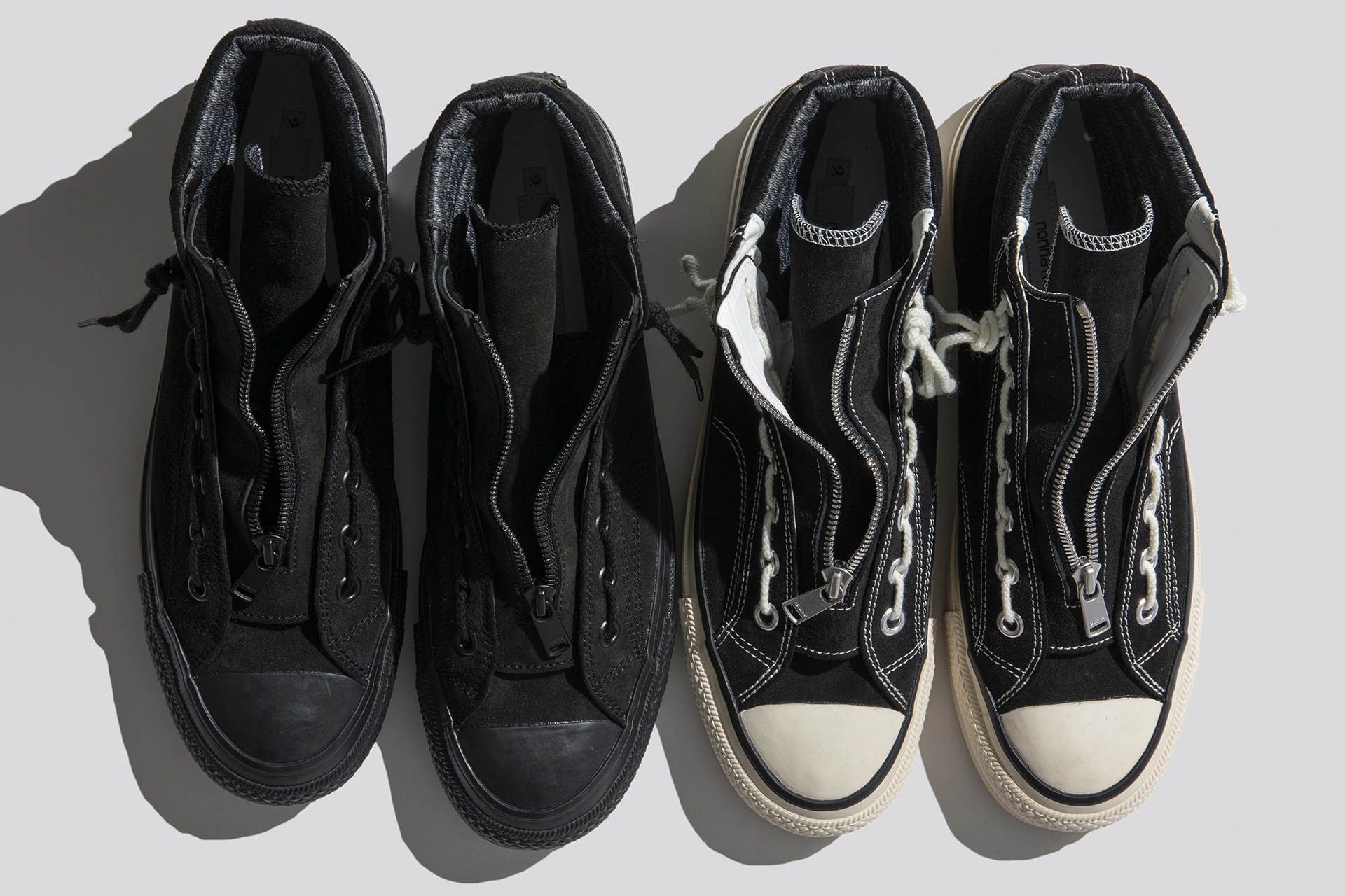 MINEDENIM × nonnative EXPLORER DOWN VESTNYLON MINI RIPSTOP WITH WINDSTOPPER® DWELLER TRAINER 2 HI COW LEATHER WITH GORE-TEX by SPINGLE