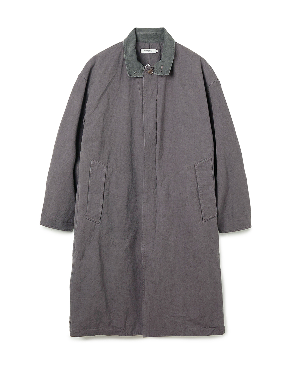 ノーアイディー　swag レザー　コーティング nonnative WANDERER LONG COAT C/Li CANVAS SULFUR DYE WITH